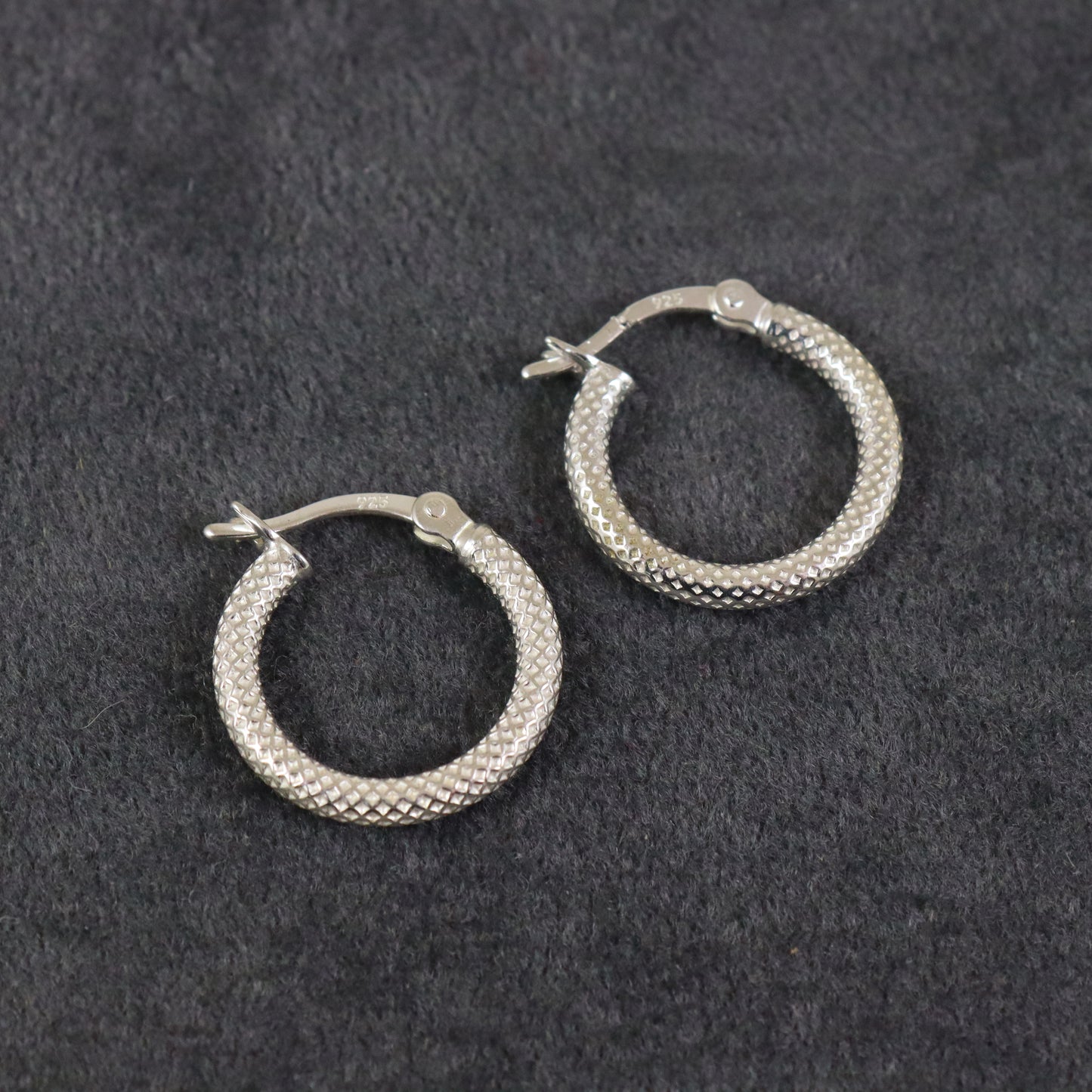 Silver Textured Hoops