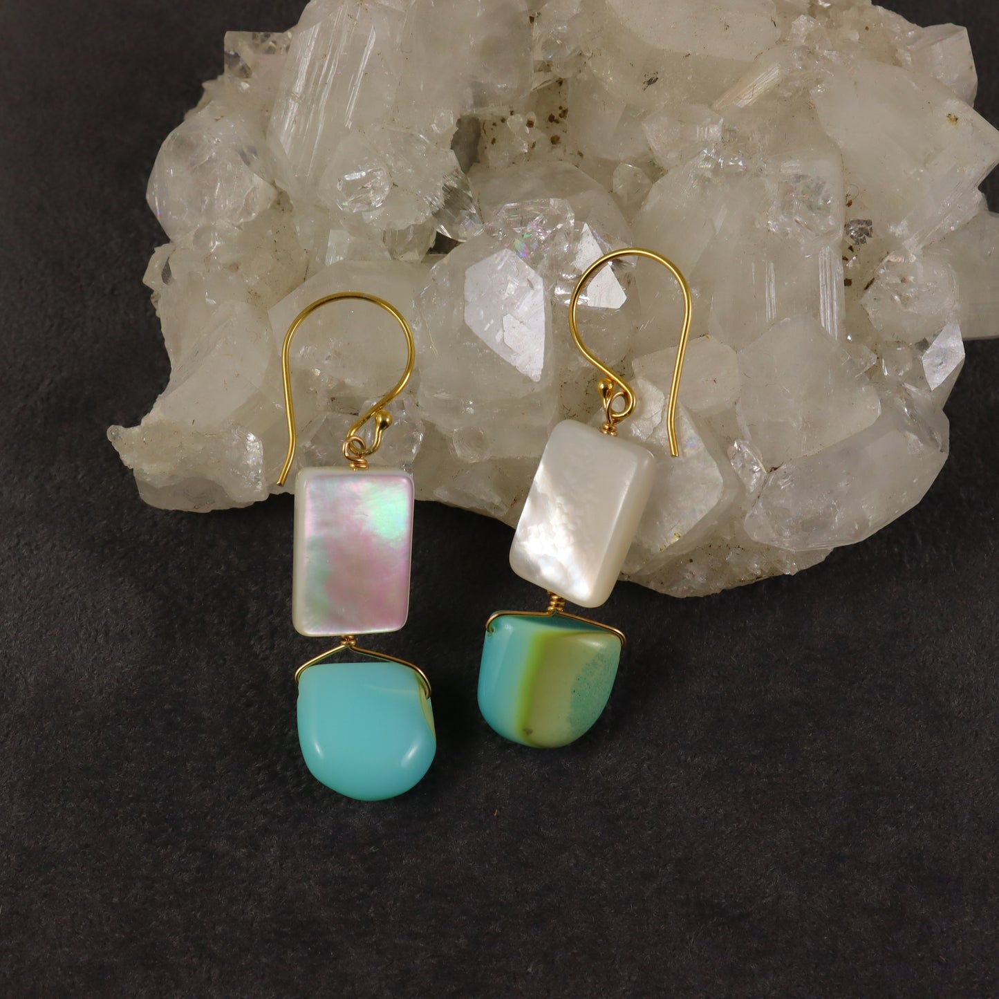 Opal and mother of pearl earrings