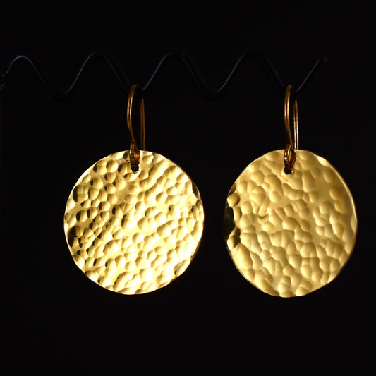 X Large Hammered Disc Earrings