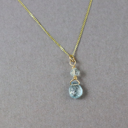 Aquamarine 9ct Gold Necklace - Karen Morrison Jewellery