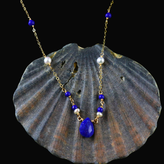 Lapis Lazuli Gold chain Necklace - Karen Morrison Jewellery