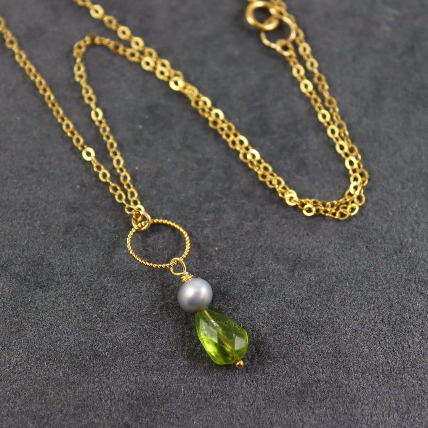 Peridot and Pearl Necklace