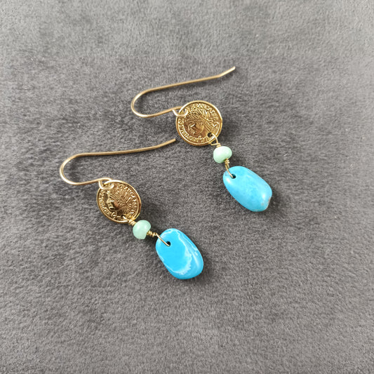 Turquoise Coin Earrings