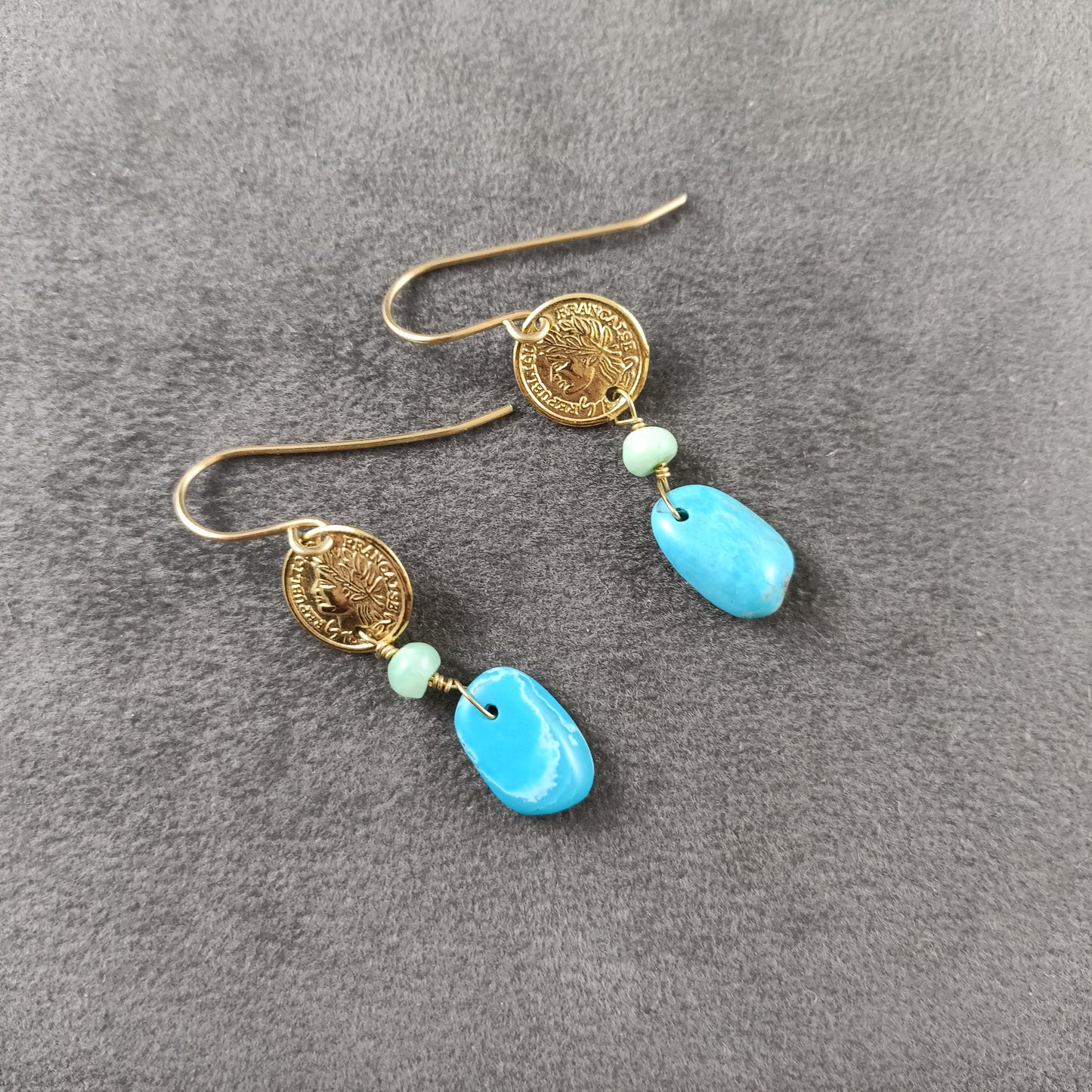 Turquoise Coin Earrings - Karen Morrison Jewellery
