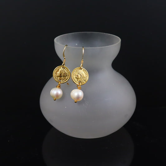 Pearl and Coin Earrings - Karen Morrison Jewellery