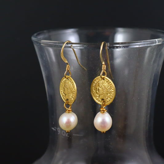 Pearl and Coin Earrings - Karen Morrison Jewellery