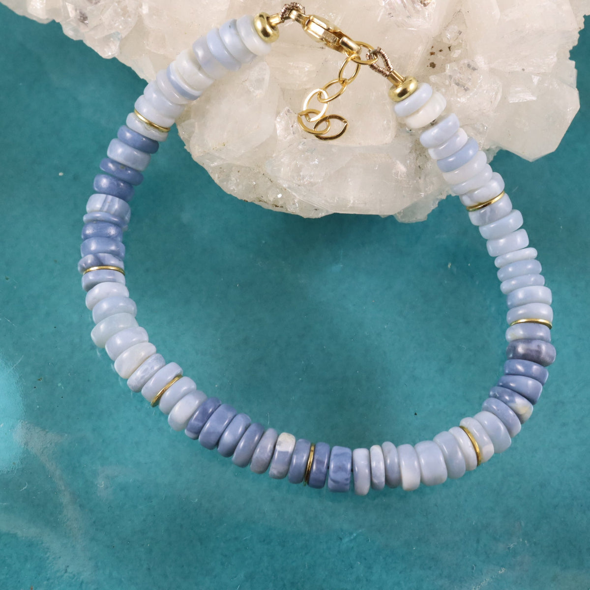 Blue opal gemstone bracelet.