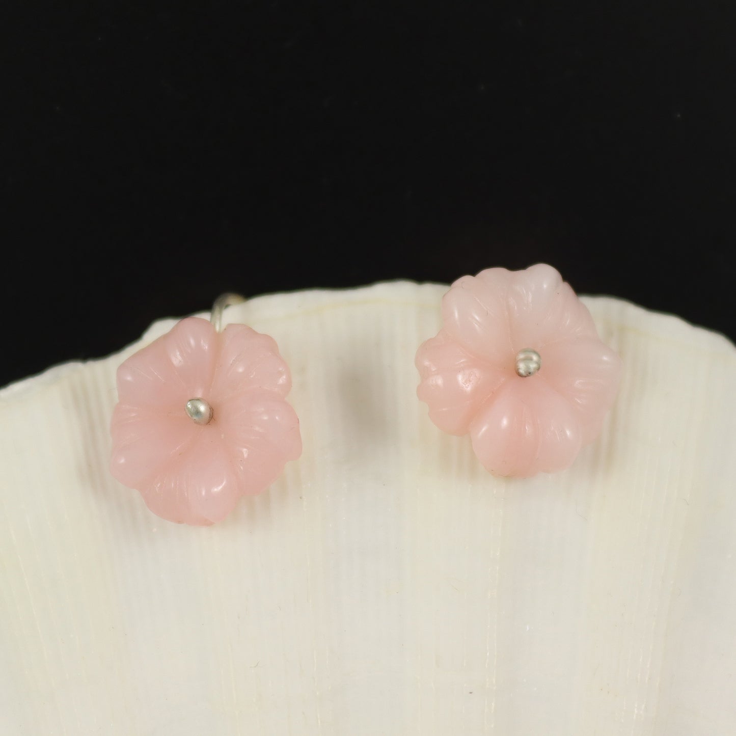 Pink Flower Opal Earrings