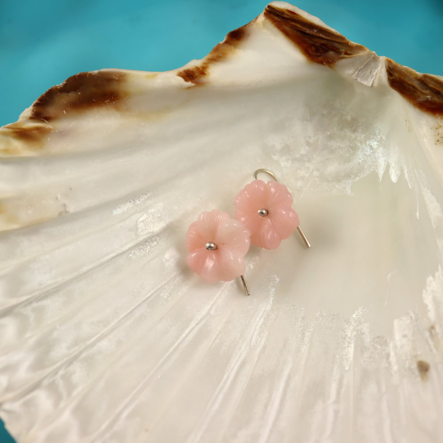 Pink Flower Opal Earrings