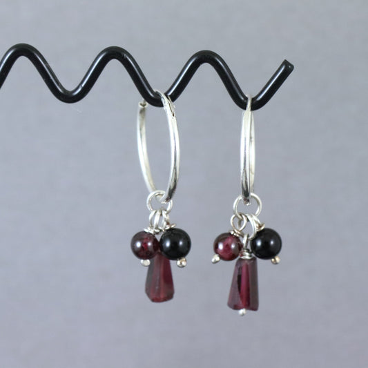 Garnet & Onyx Hoop Earrings - Karen Morrison Jewellery