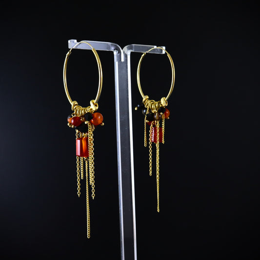 Carnelian Gemstone Cluster Hoops - Karen Morrison Jewellery