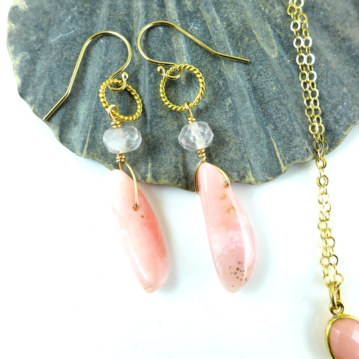 Pink Opal Earrings