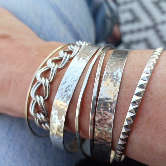 Sterling Silver Pyramid Bangle - Karen Morrison Jewellery