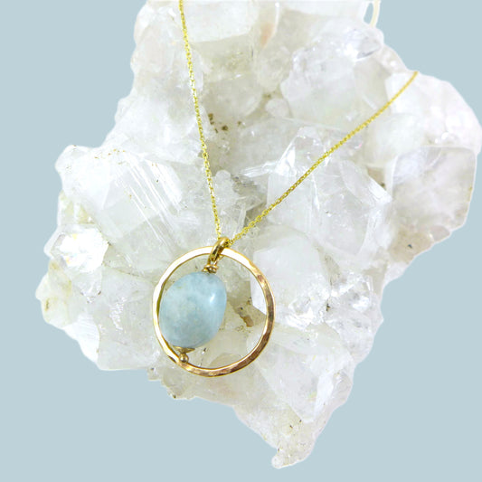aquamarine gold necklace