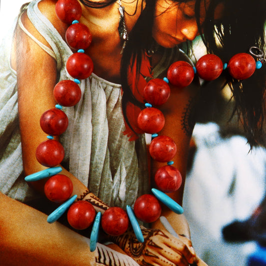 Turquoise & Sea Bamboo Necklace