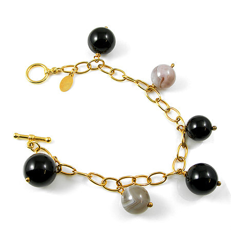 SALE - Onyx & Gold Bracelet - karen-morrison-jewellery