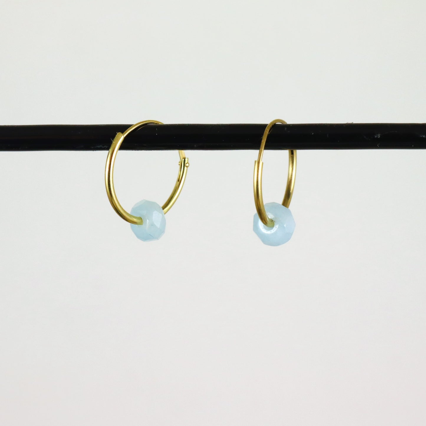 Aquamarine 9ct Gold Hoops