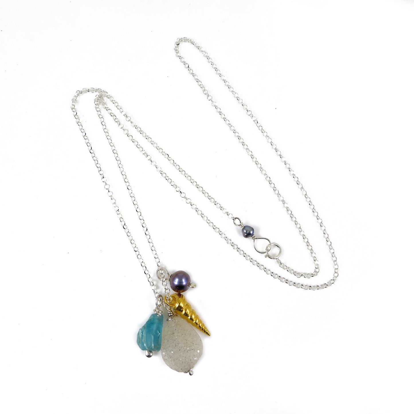 Gold Shell and Gemstone Necklace - karen-morrison-jewellery