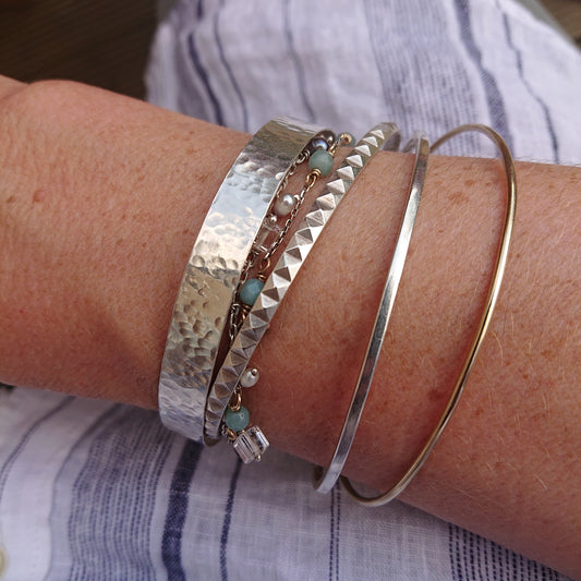 Sterling Silver Pyramid Bangle - karen-morrison-jewellery