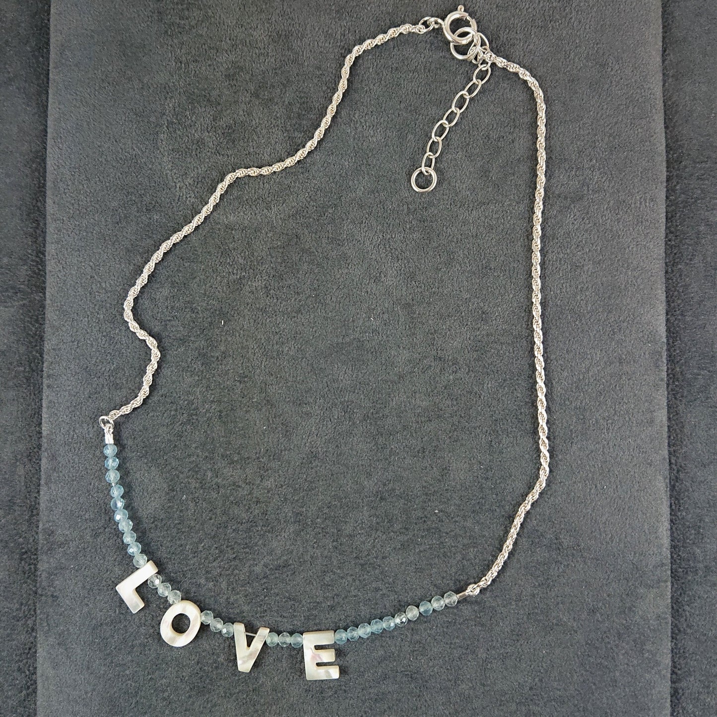 Aquamarine LOVE Necklace - Karen Morrison Jewellery