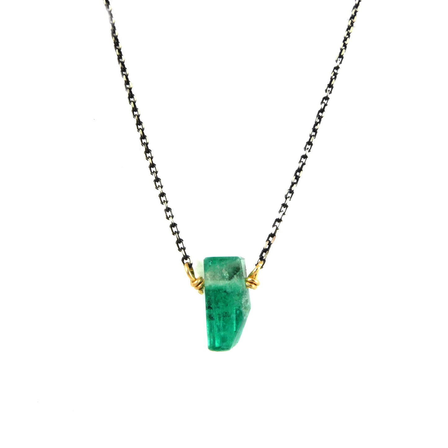 Emerald Oxidised Necklace