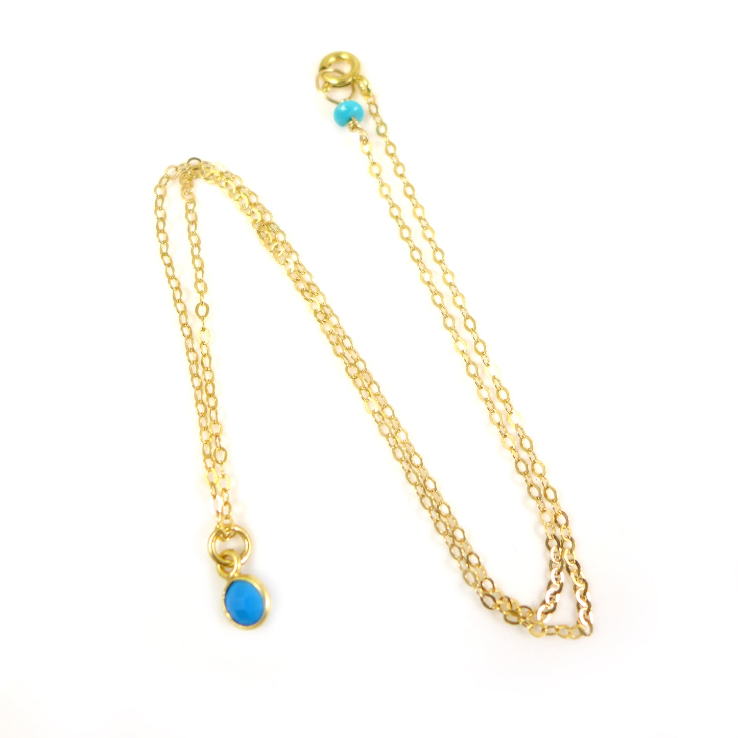 Tiny Turquoise and Gold Necklace - Karen Morrison Jewellery