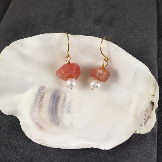 Carnelian & Pearl Earrings - Karen Morrison Jewellery