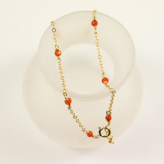 Carnelian Gold Anklet - Karen Morrison Jewellery