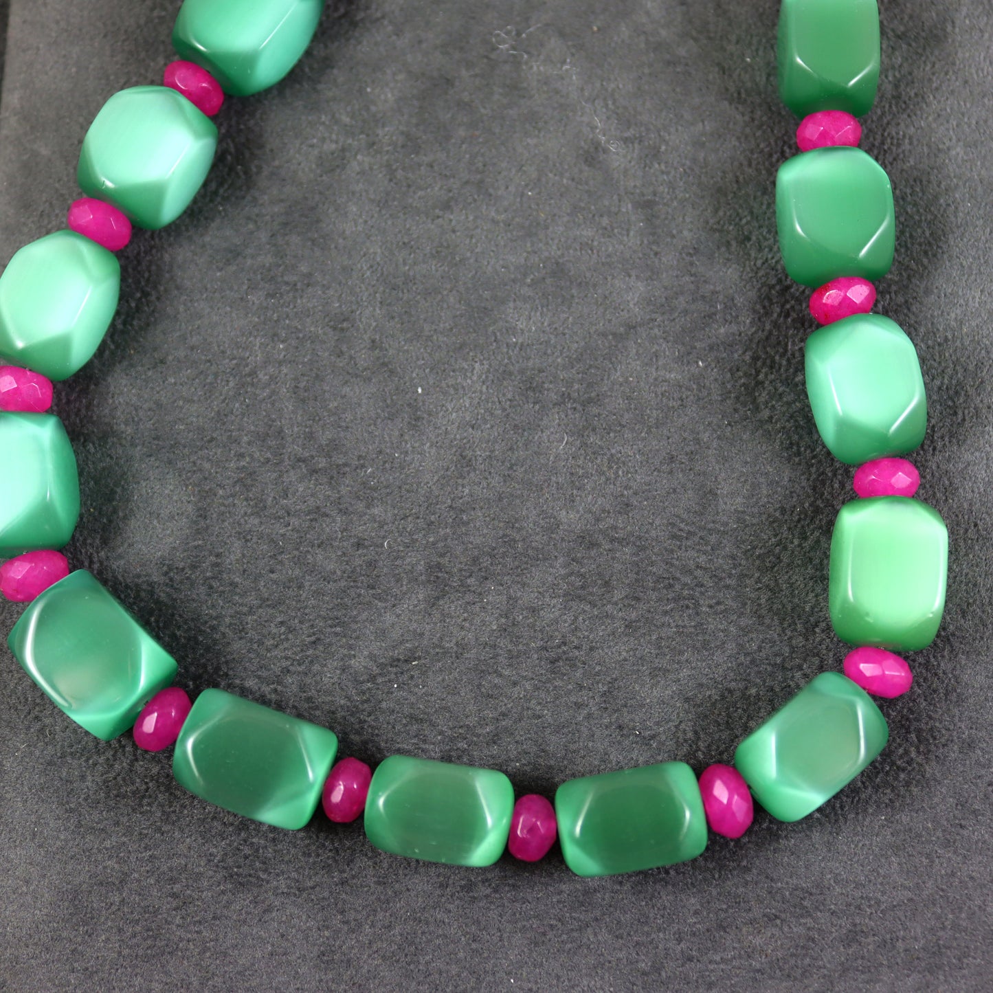 Emerald Green and Fuchsia Pink Chunky Necklace - Karen Morrison Jewellery