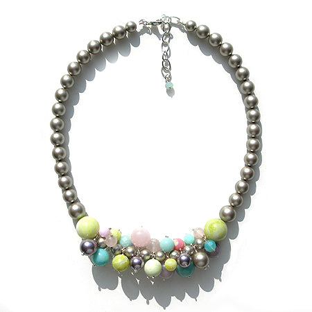 Gemstone & Swarovski Pearl Statement necklace - karen-morrison-jewellery
