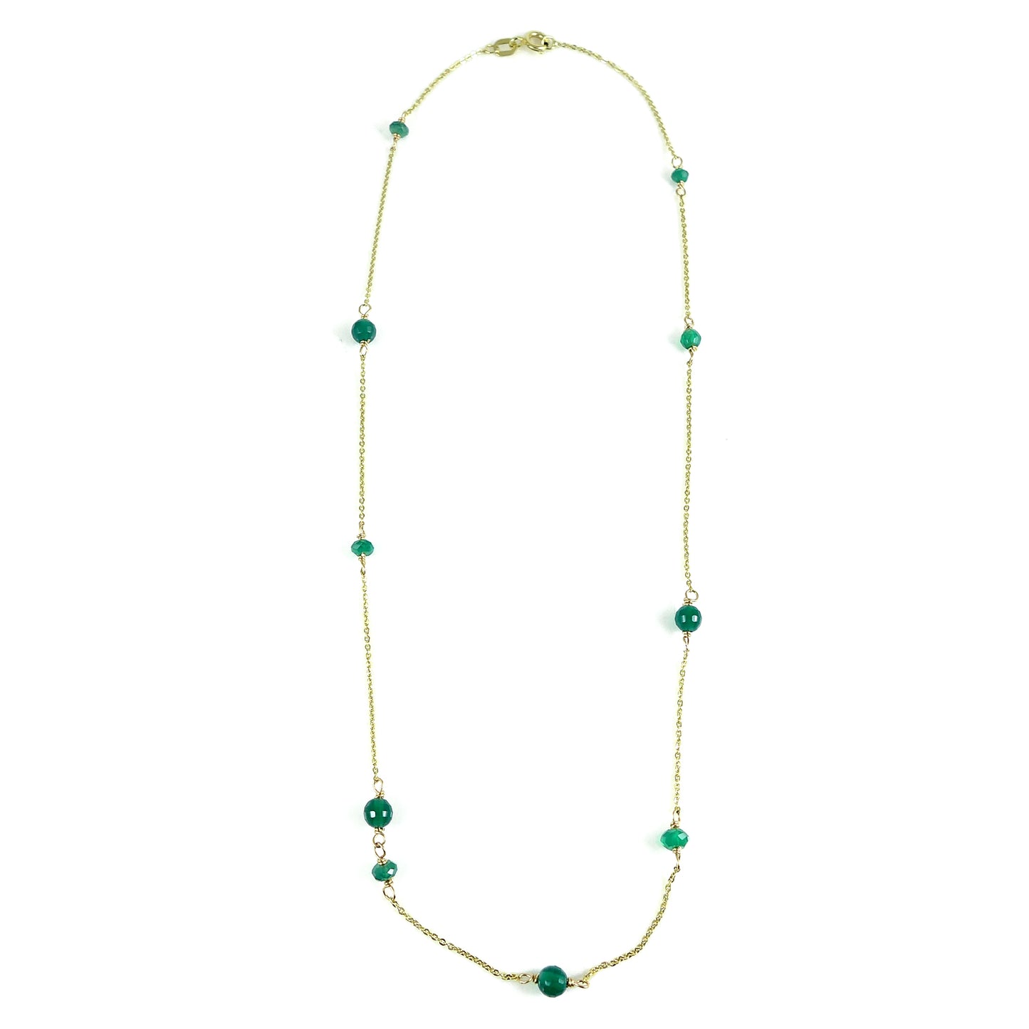 Green Onyx 9ct Gold Necklace