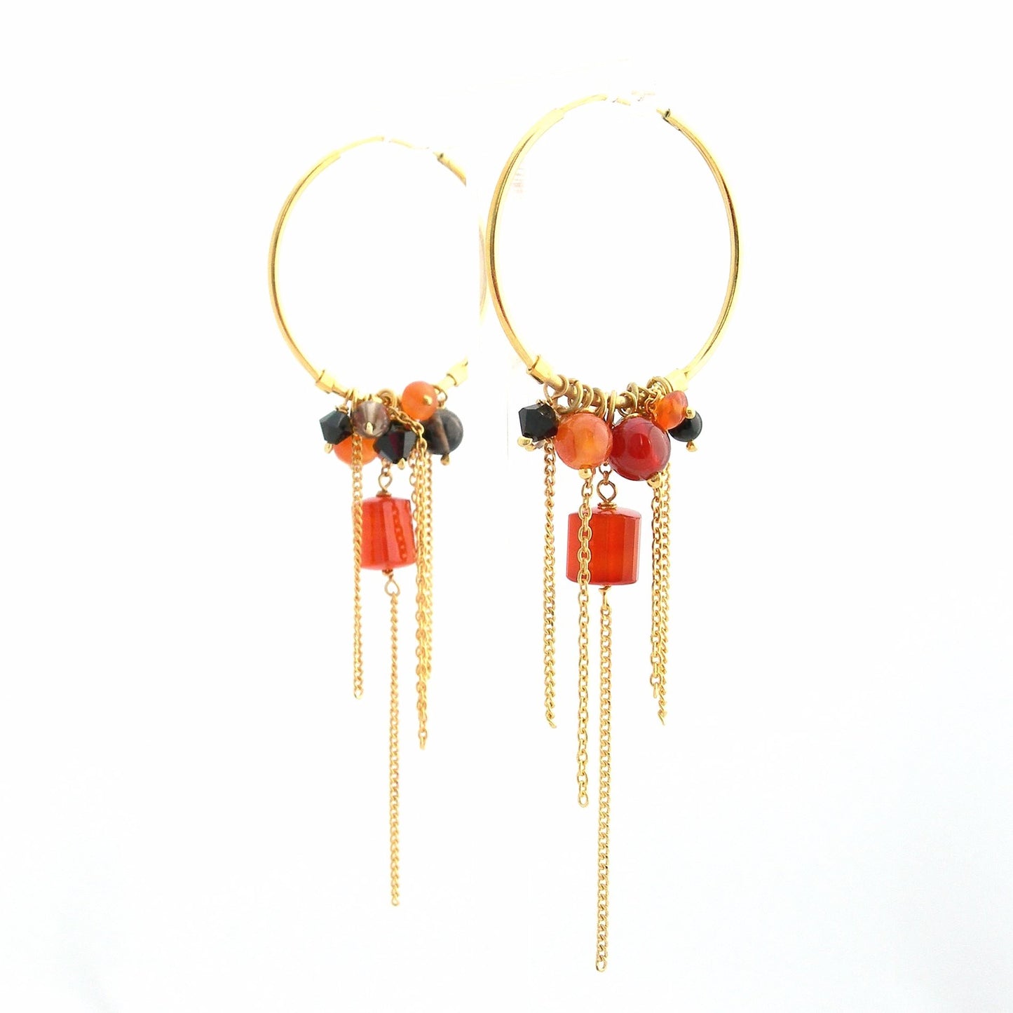 Carnelian Gemstone Cluster Hoops - karen-morrison-jewellery