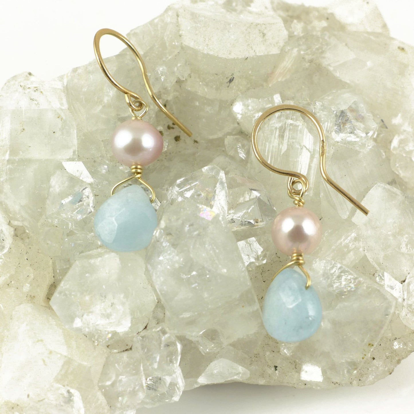 Aquamarine 9ct Gold Earrings - karen-morrison-jewellery