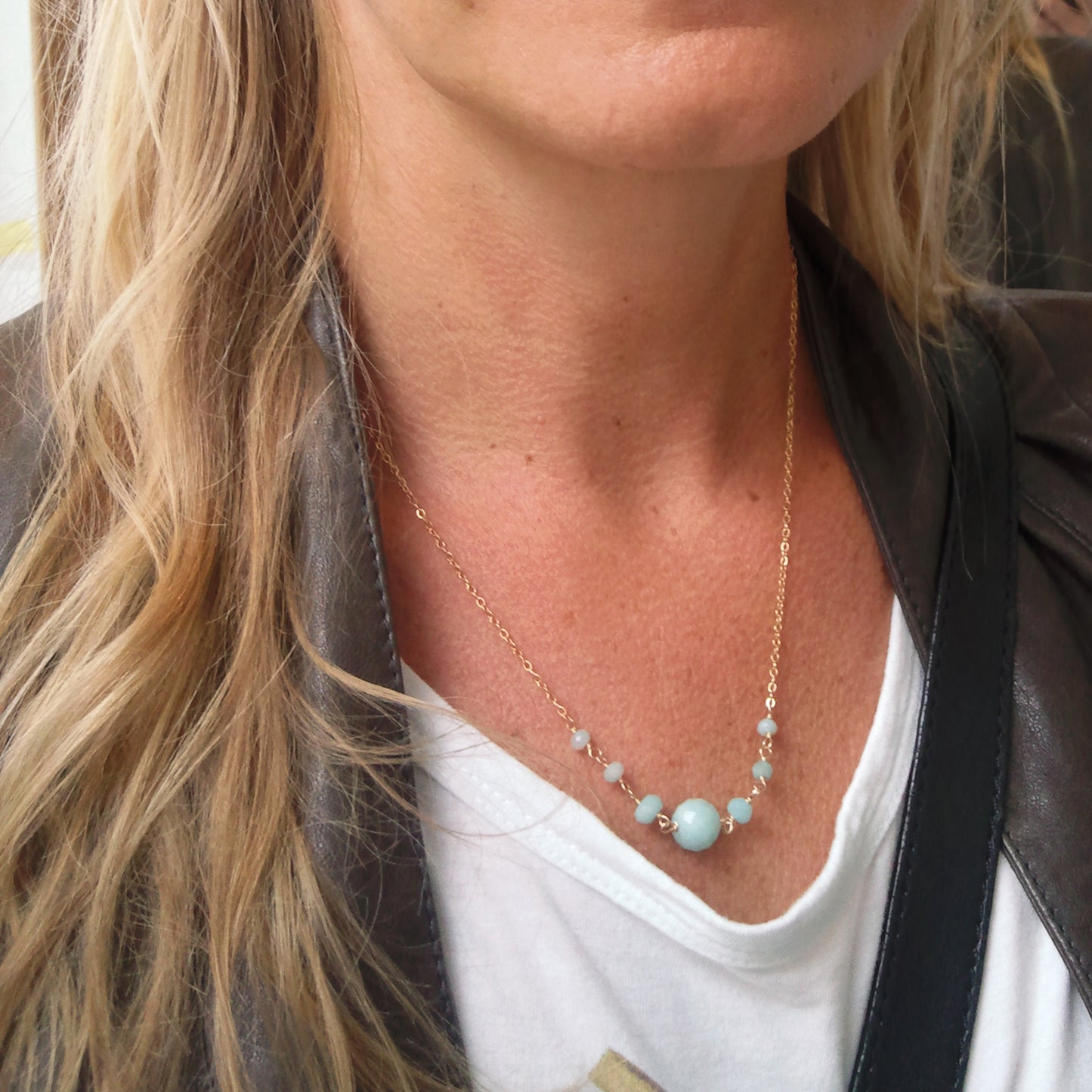 Amazonite Gold Necklace - karen-morrison-jewellery