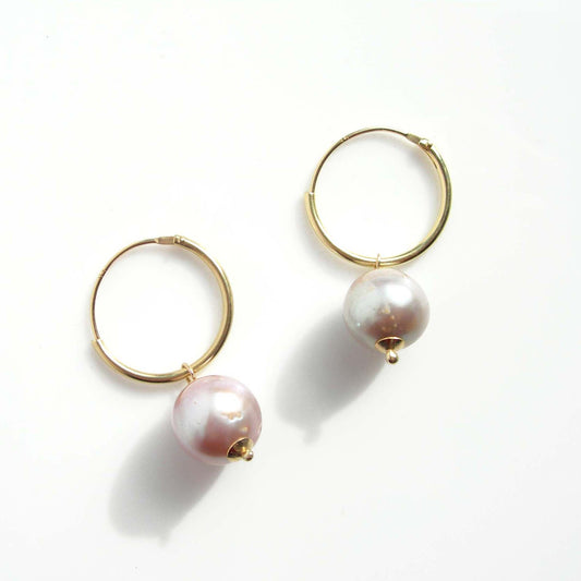 Freshwater pearl hoop earrings