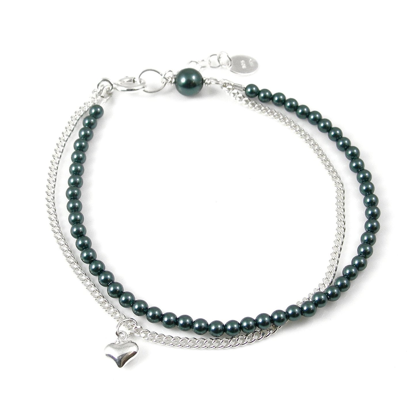 Swarovski Pearl Bracelet with Heart Charm - karen-morrison-jewellery