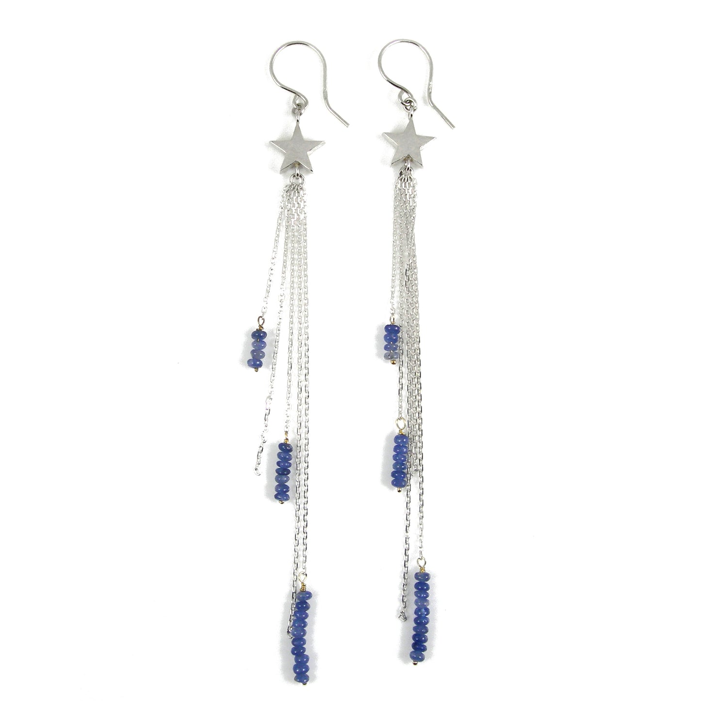 Star and Sapphire Long Earrings - karen-morrison-jewellery