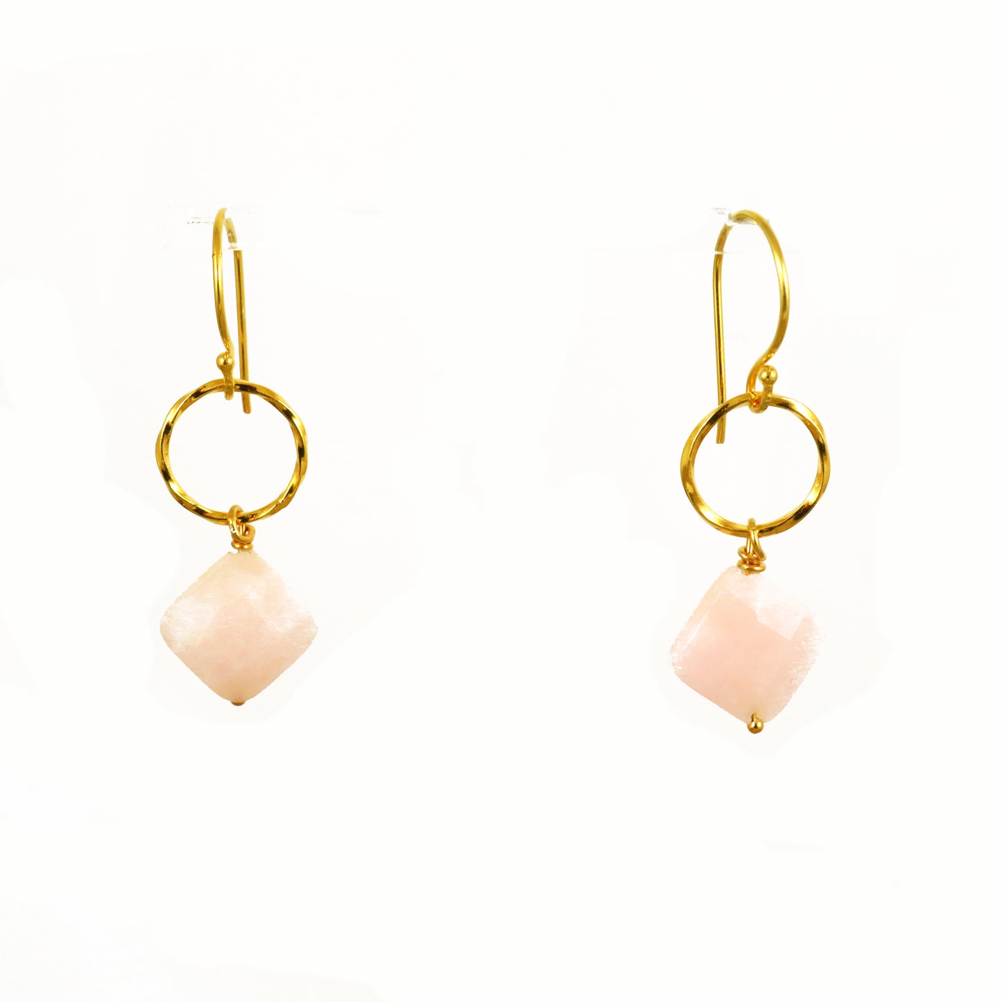 Pink Opal Gold Earrings