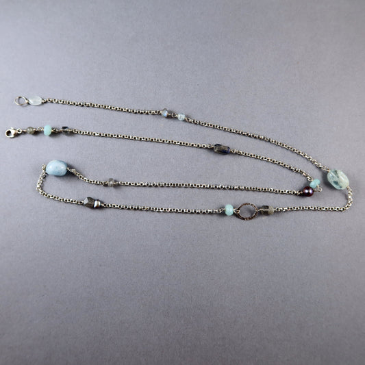 Long Chain Gem Necklace