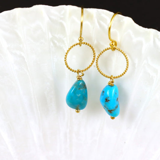 Turquoise & Gold Earrings - Karen Morrison Jewellery