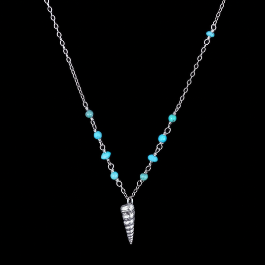 Silver Shell and Turquoise Necklace