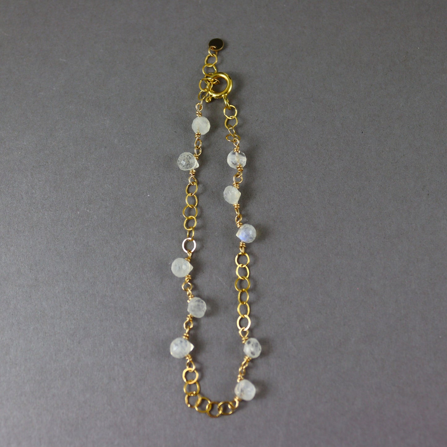 Moonstone gemstone gold bracelet