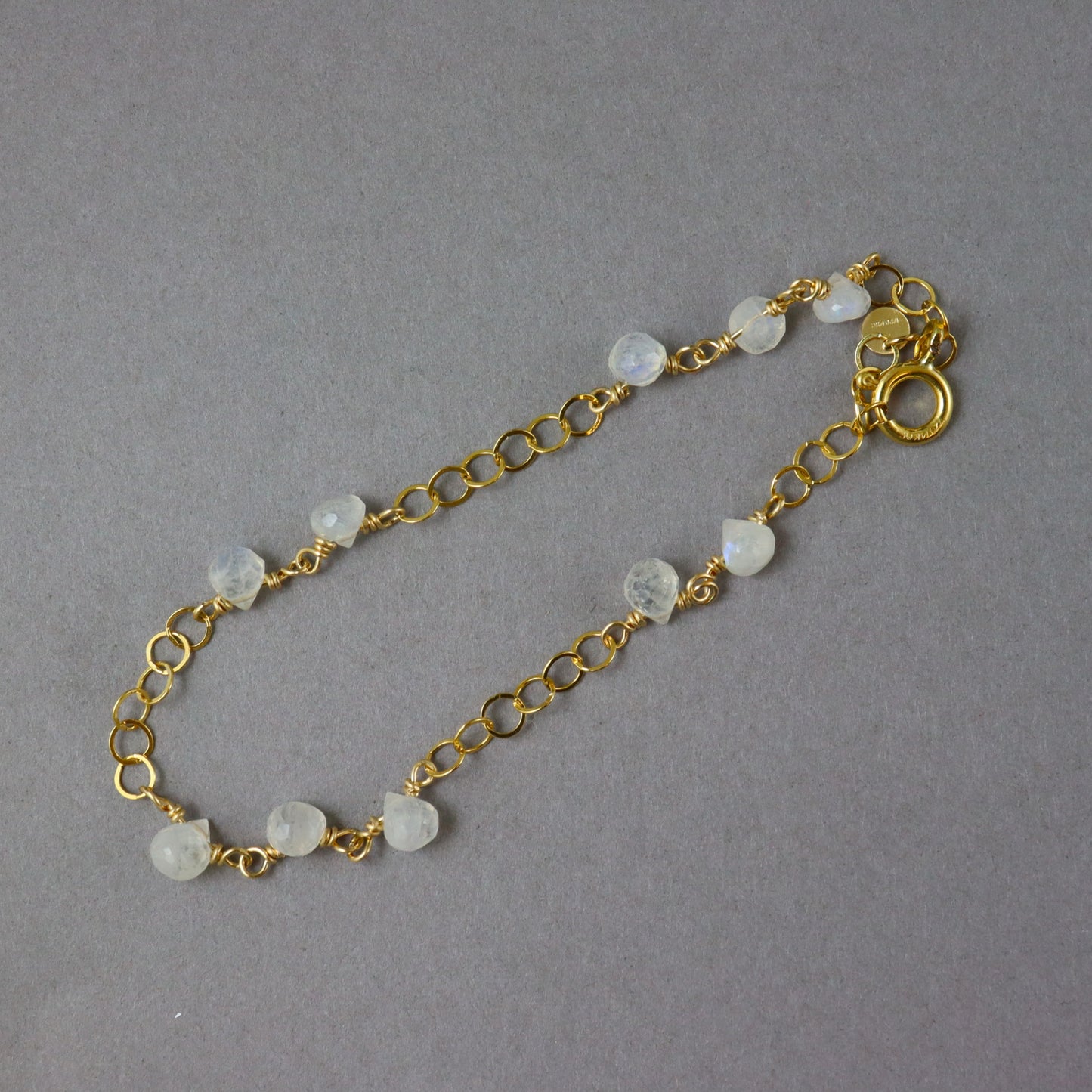 Moonstone gemstone gold bracelet