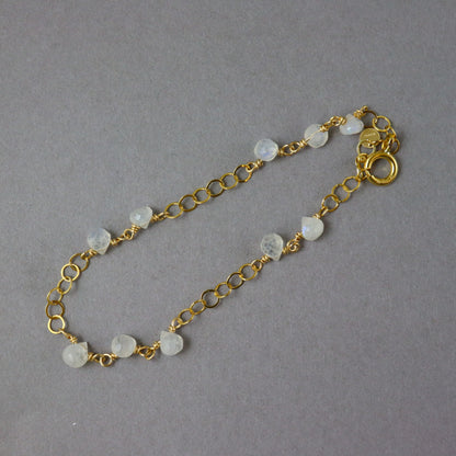 Moonstone gemstone gold bracelet