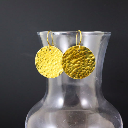 Large Hammered Disc Earrings