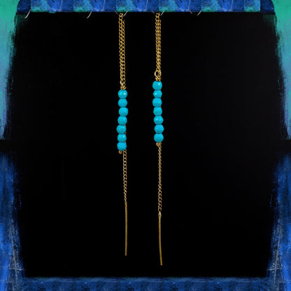 Turquoise 9ct Gold Thread Earrings