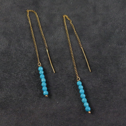 Turquoise 9ct Gold Thread Earrings