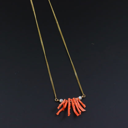 Coral 9ct Gold Necklace