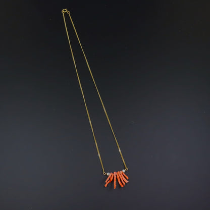 Coral 9ct Gold Necklace