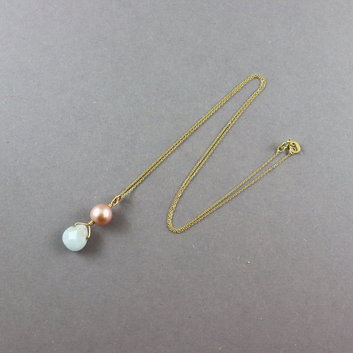 Aquamarine Gold Necklace - Karen Morrison Jewellery
